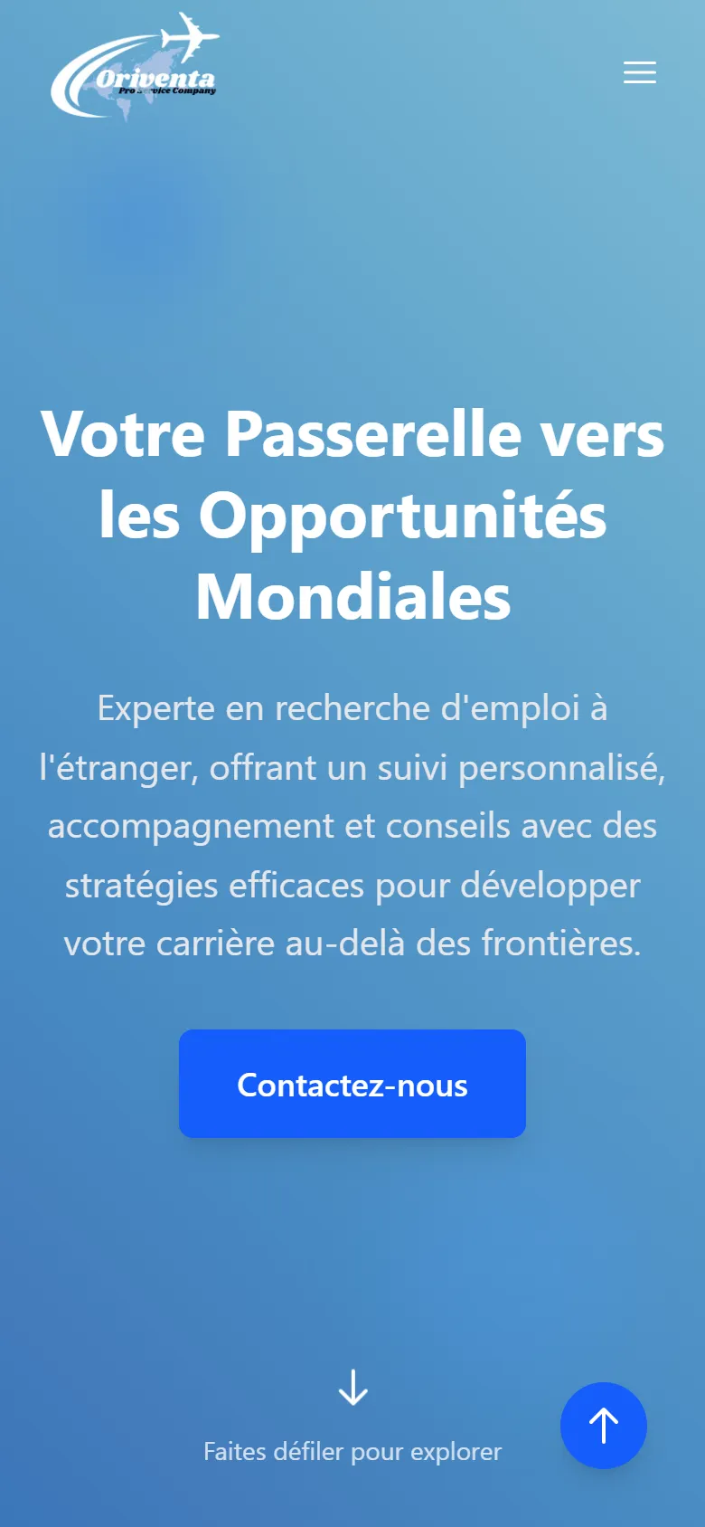 Oriventa Pro Services home page on a phone